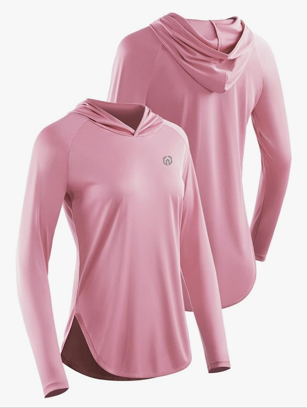 Neleus Light Pink Performance Sun Protection Hoodie with Logo